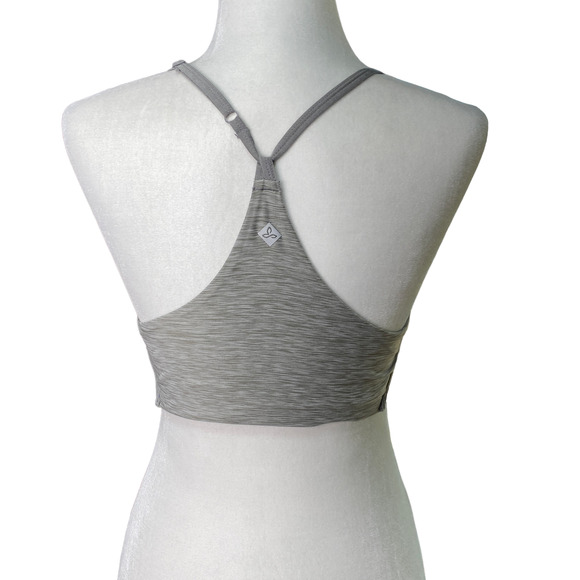 PRANA Womens Size Medium Epivine Sports Bra Gray Space Dye Racerback Long Line - Picture 4 of 7